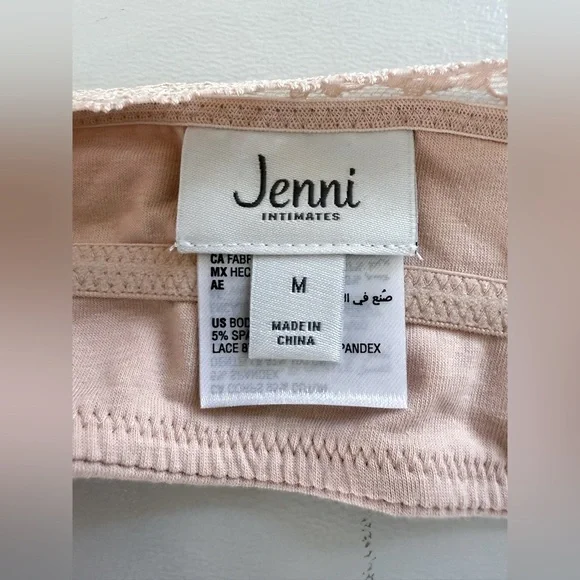 NWT Jenni On Repeat Wide Band T-Shirt Bralette With Lace Trim In Beige Size Med - Picture 5 of 8